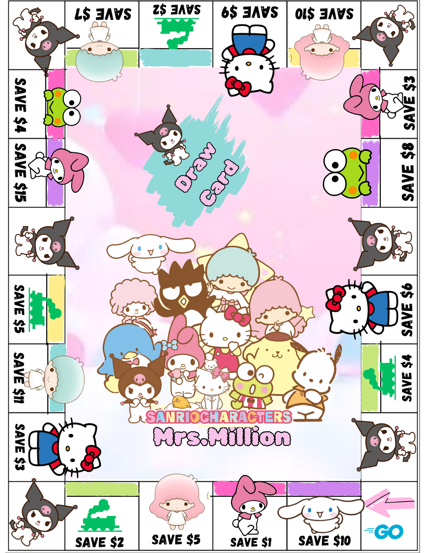 Sanrio Board and card print out