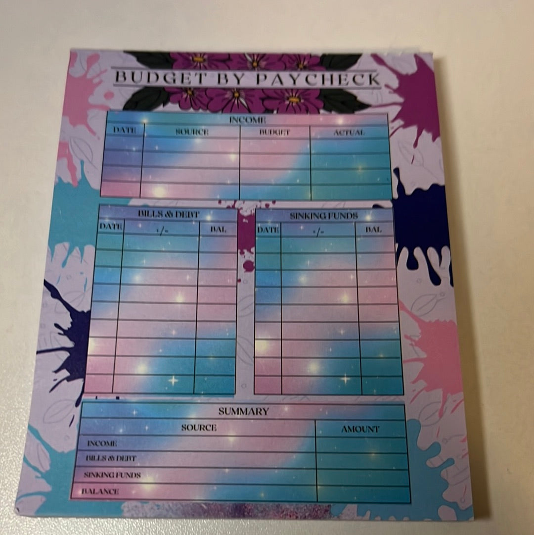 Budget by paycheck notepad