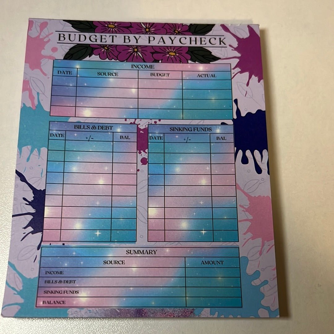 Budget by paycheck notepad